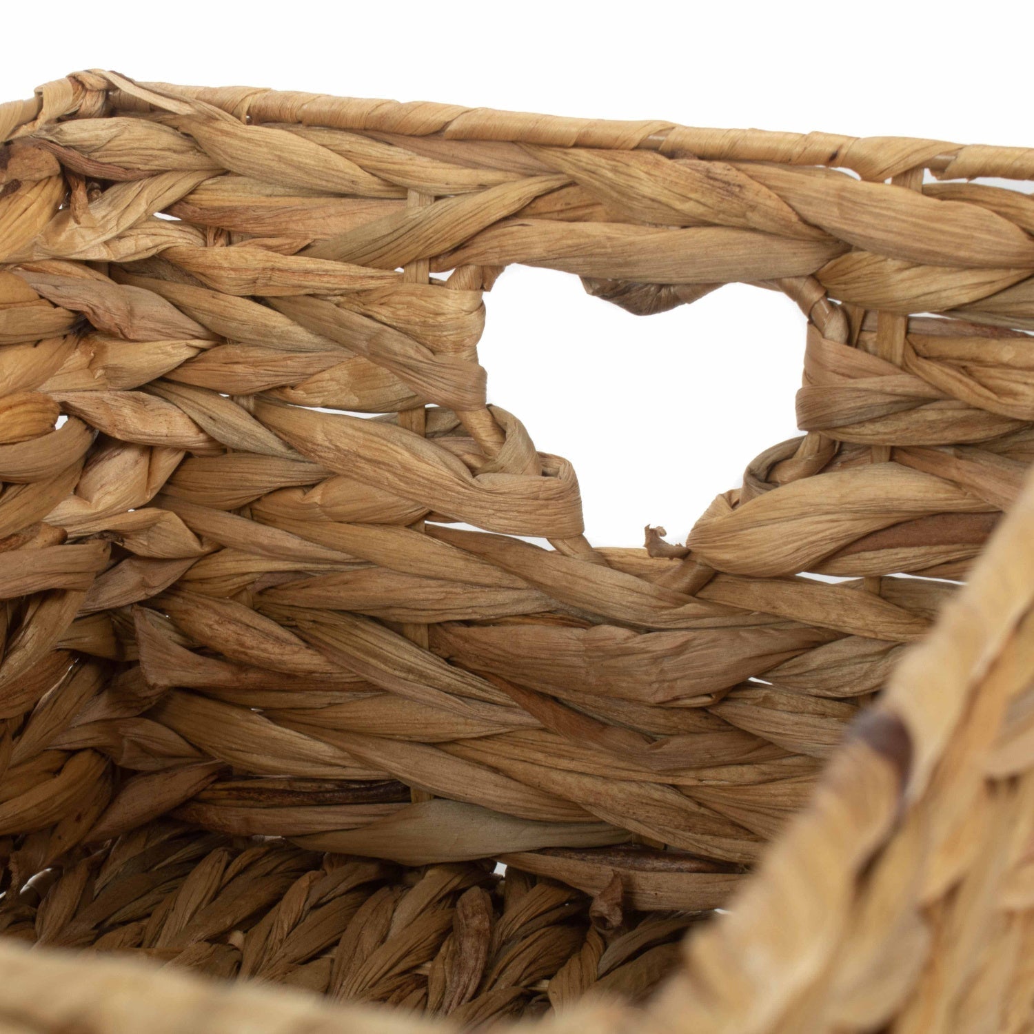 Small Water Hyacinth Storage Basket Size 1 With Heart Cut-Out Handles - REGN