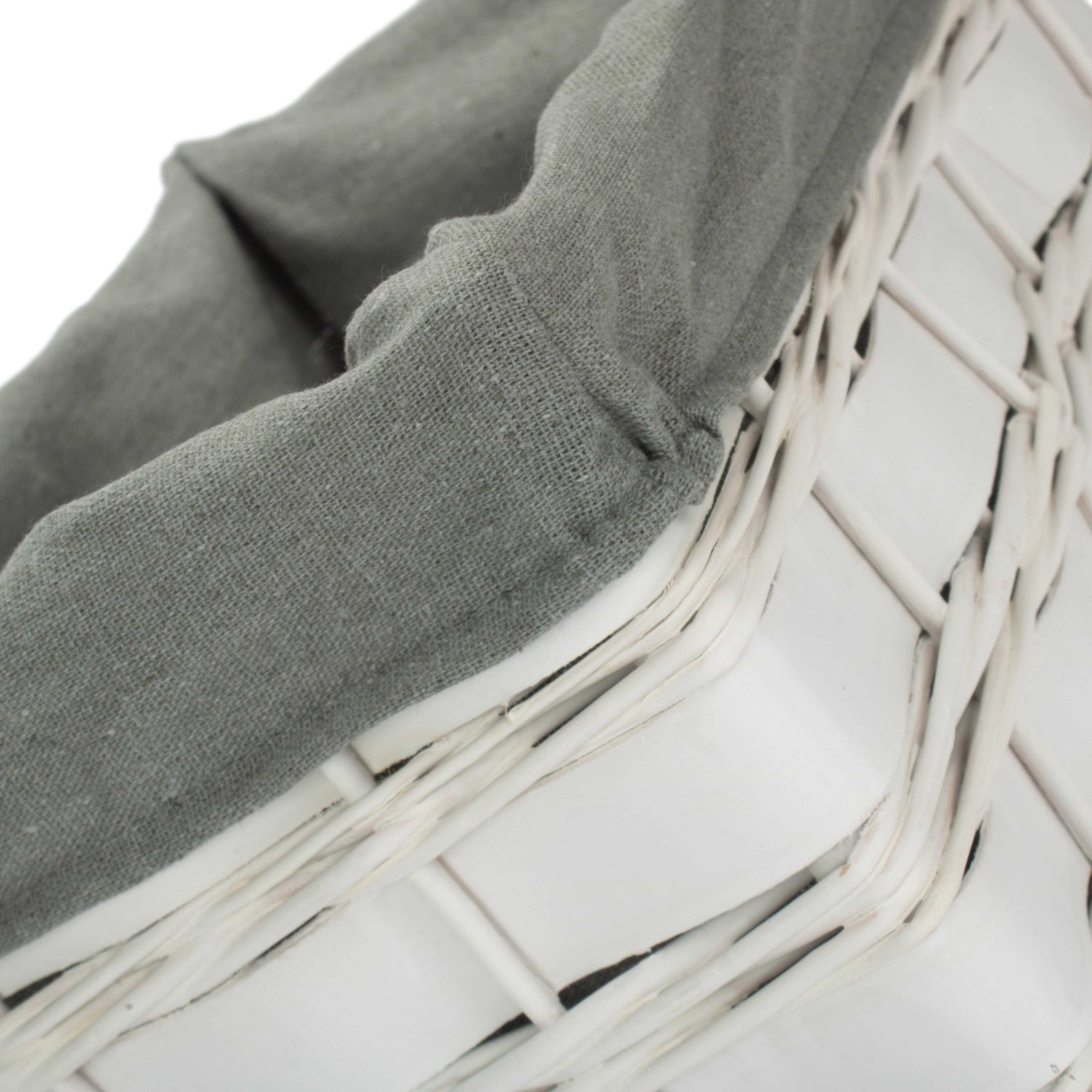 Small White Scandi Storage Basket with Grey Sage Lining - REGN