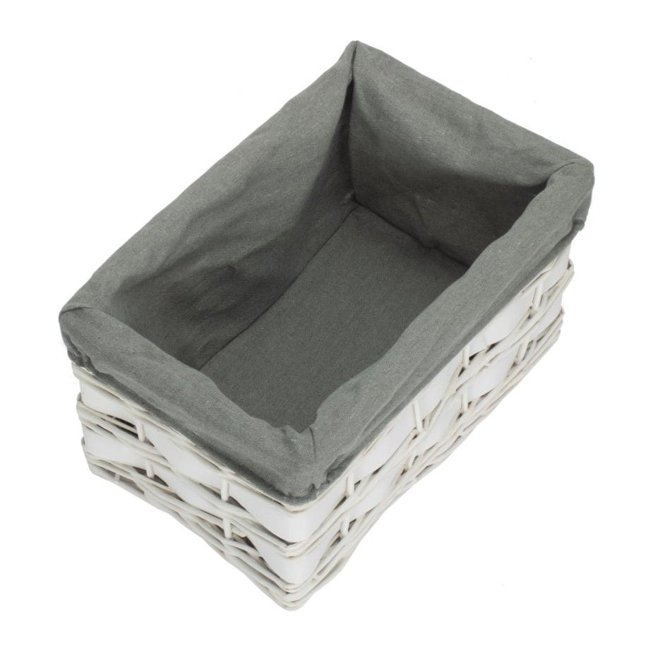 Small White Scandi Storage Basket with Grey Sage Lining - REGN