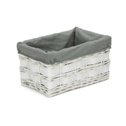 Small White Scandi Storage Basket with Grey Sage Lining - REGN