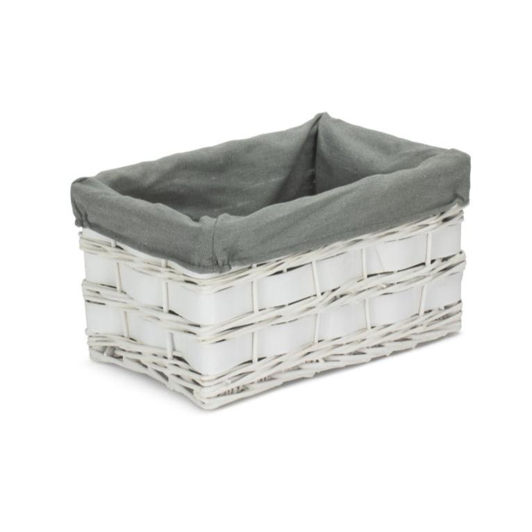 Small White Scandi Storage Basket with Grey Sage Lining - REGN