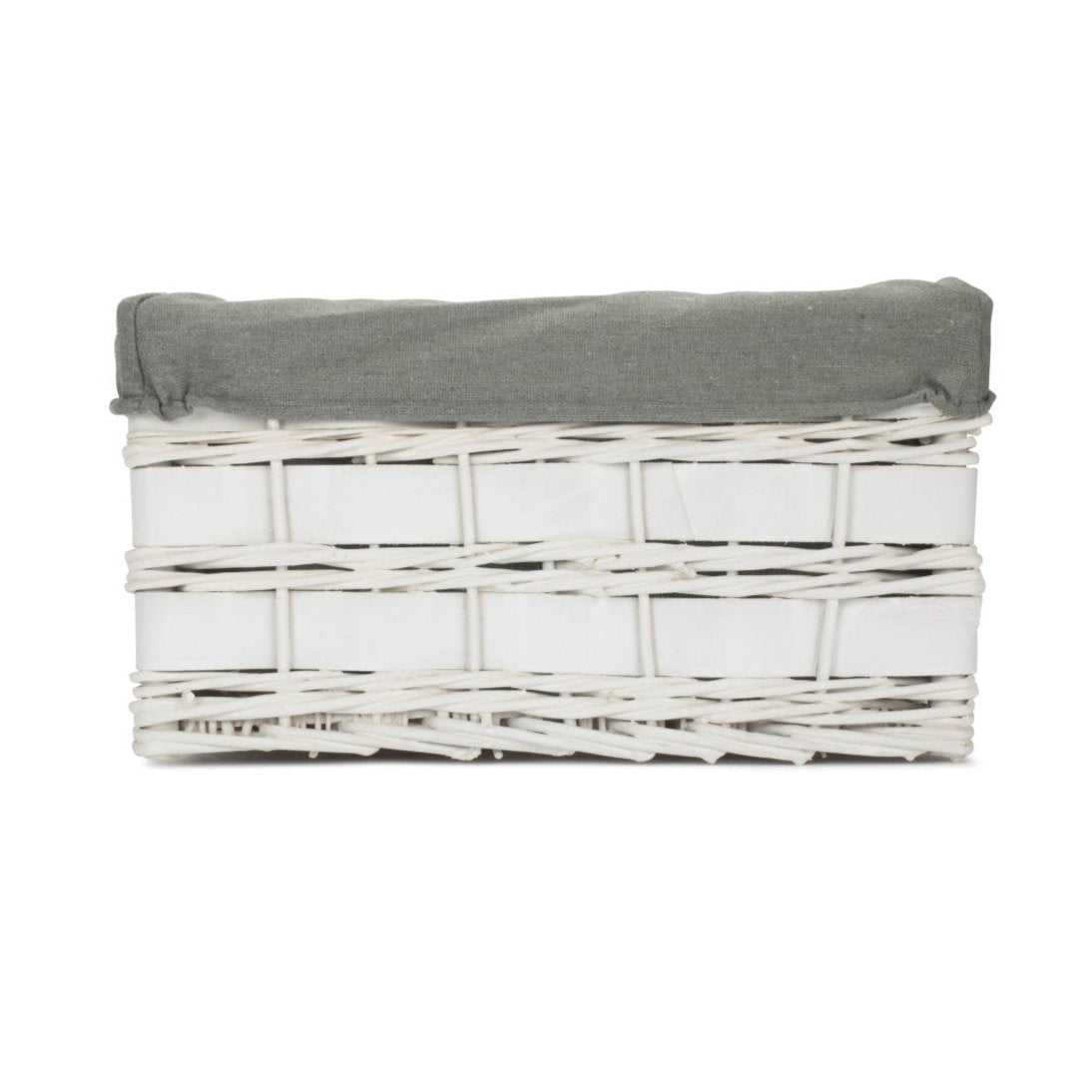 Small White Scandi Storage Basket with Grey Sage Lining - REGN