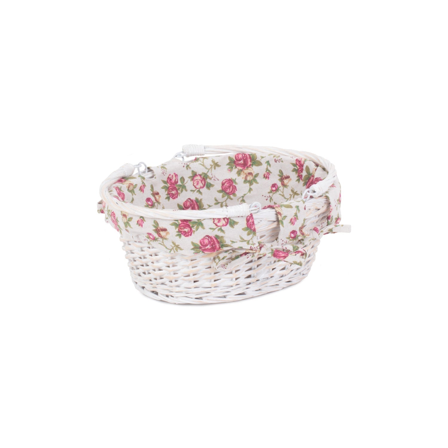 Small White Swing Handle Shopper With Garden Rose Lining - REGN