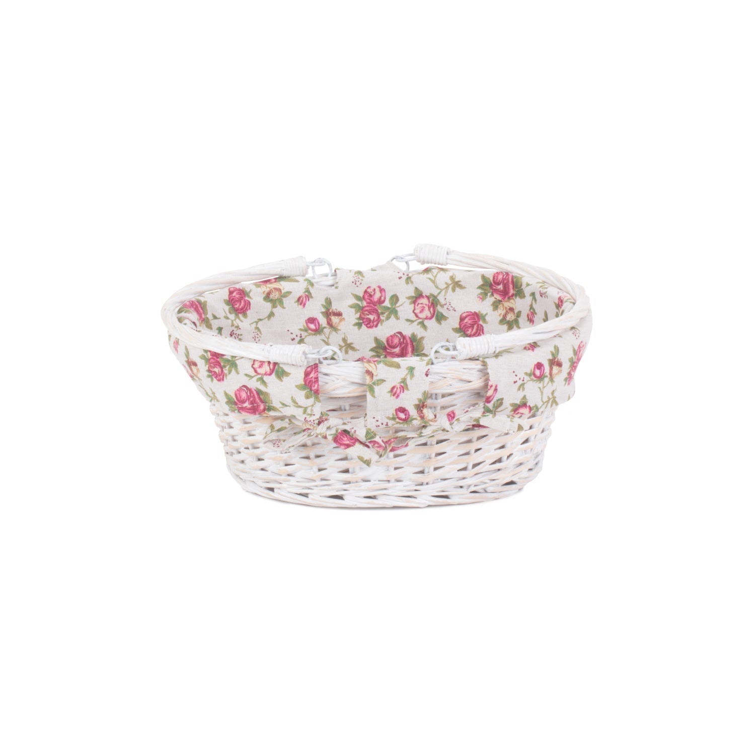 Small White Swing Handle Shopper With Garden Rose Lining - REGN