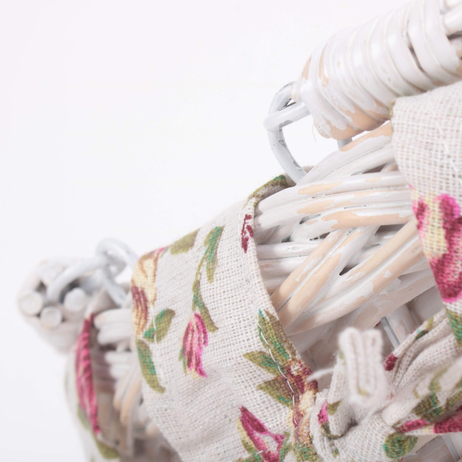Small White Swing Handle Shopper With Garden Rose Lining - REGN