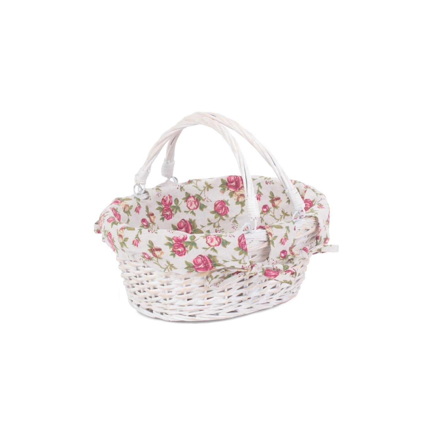 Small White Swing Handle Shopper With Garden Rose Lining - REGN
