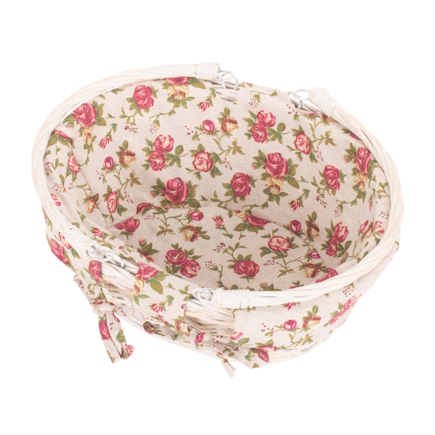 Small White Swing Handle Shopper With Garden Rose Lining - REGN