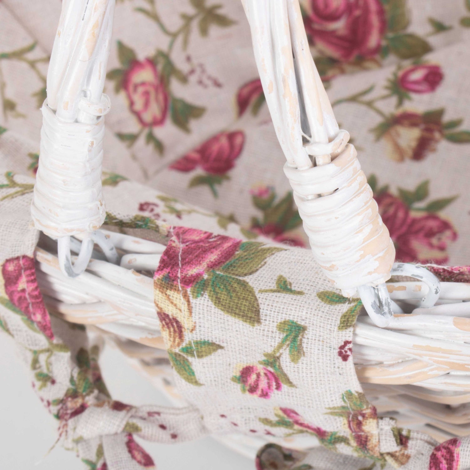 Small White Swing Handle Shopper With Garden Rose Lining - REGN