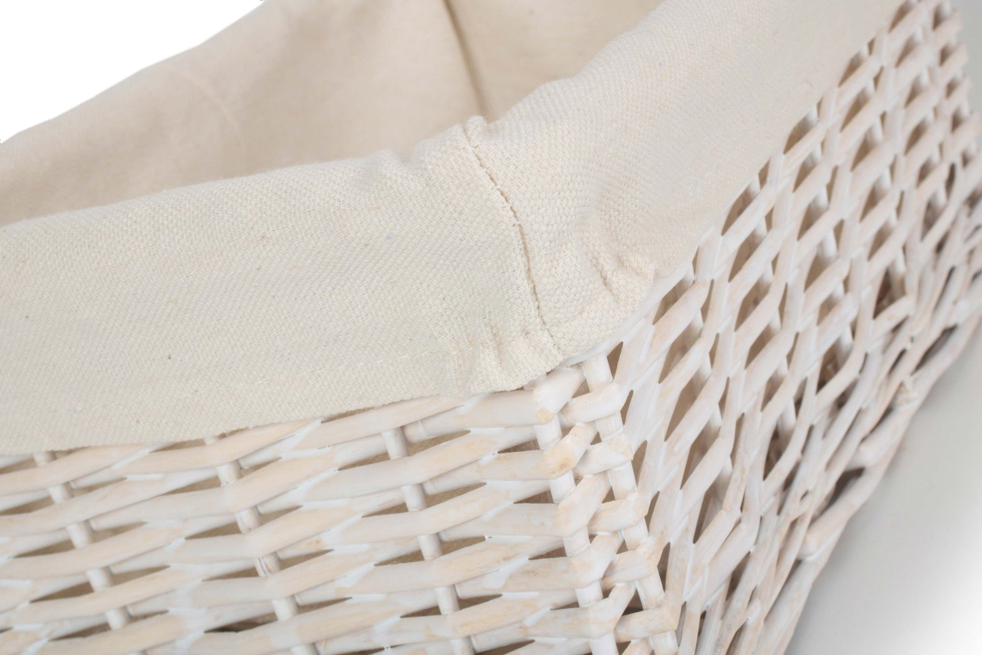 Small White Wash Wicker Storage Basket with White Lining - REGN