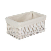 Small White Wash Wicker Storage Basket with White Lining - REGN