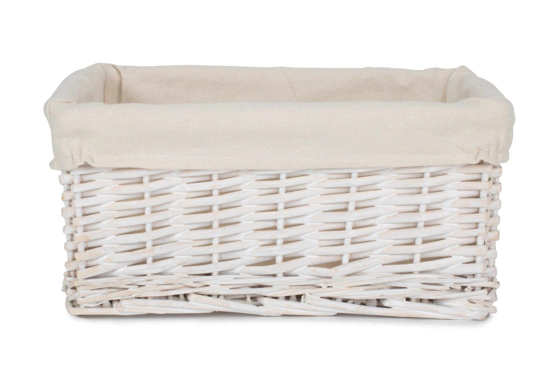 Small White Wash Wicker Storage Basket with White Lining - REGN