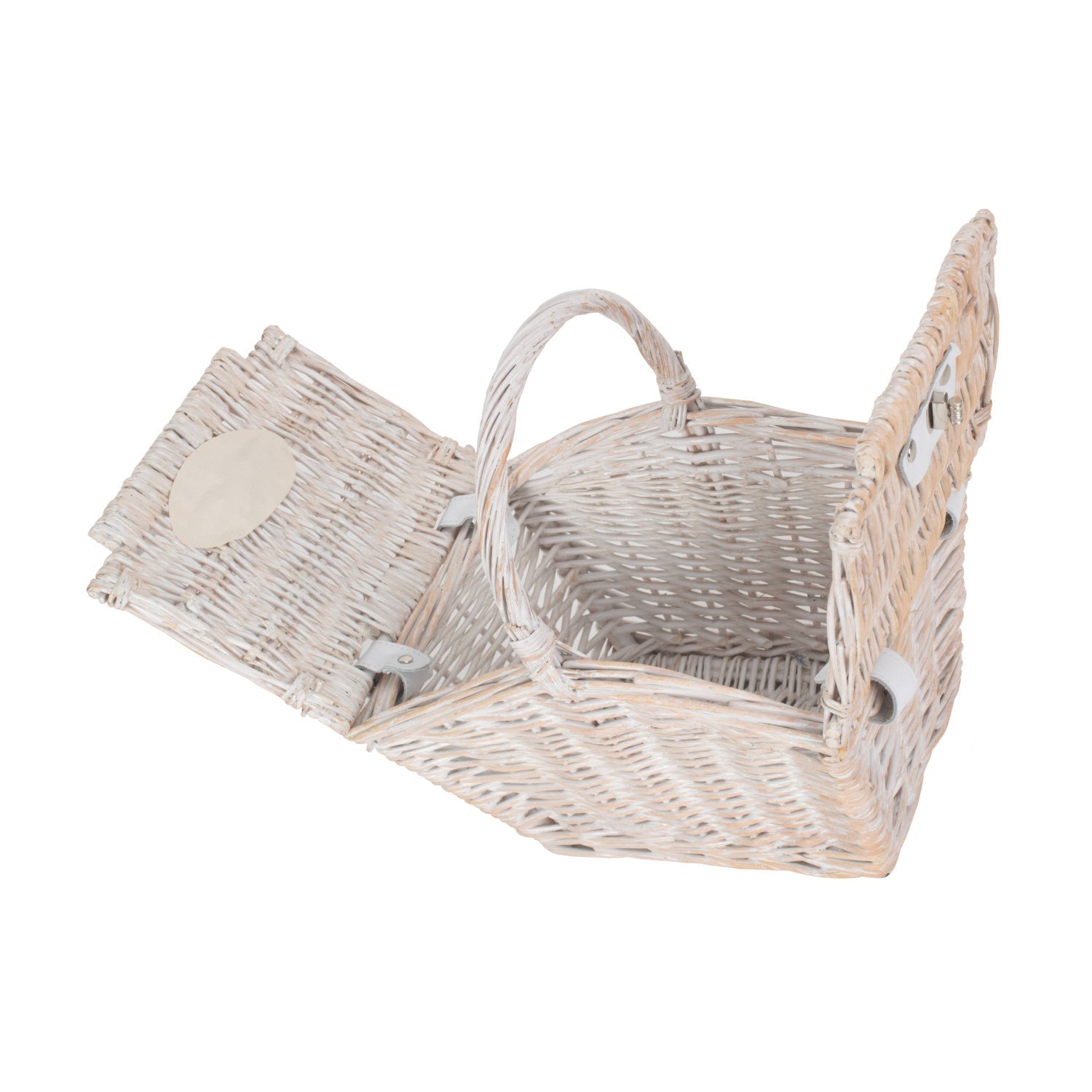 Small White Wash Willow Elegant Picnic Hamper Basket - REGN