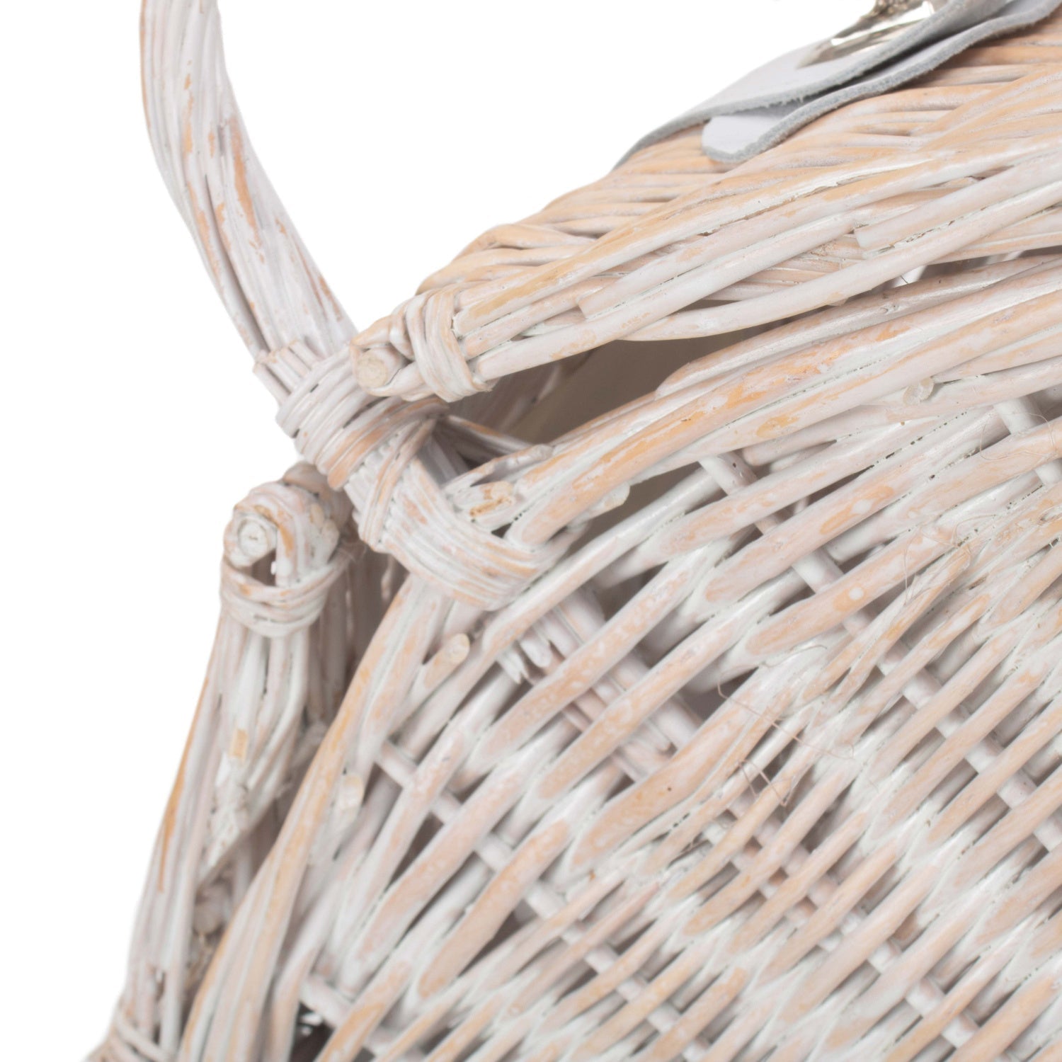 Small White Wash Willow Elegant Picnic Hamper Basket - REGN