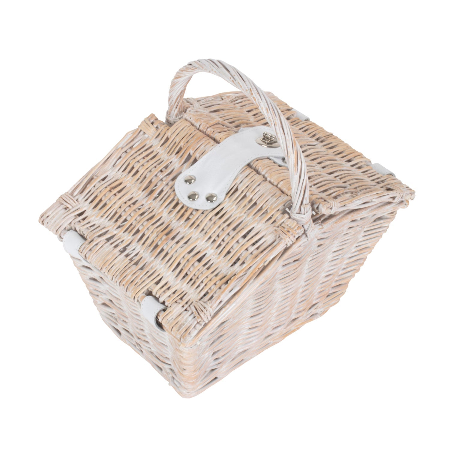Small White Wash Willow Elegant Picnic Hamper Basket - REGN