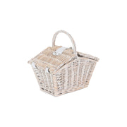 Small White Wash Willow Elegant Picnic Hamper Basket - REGN
