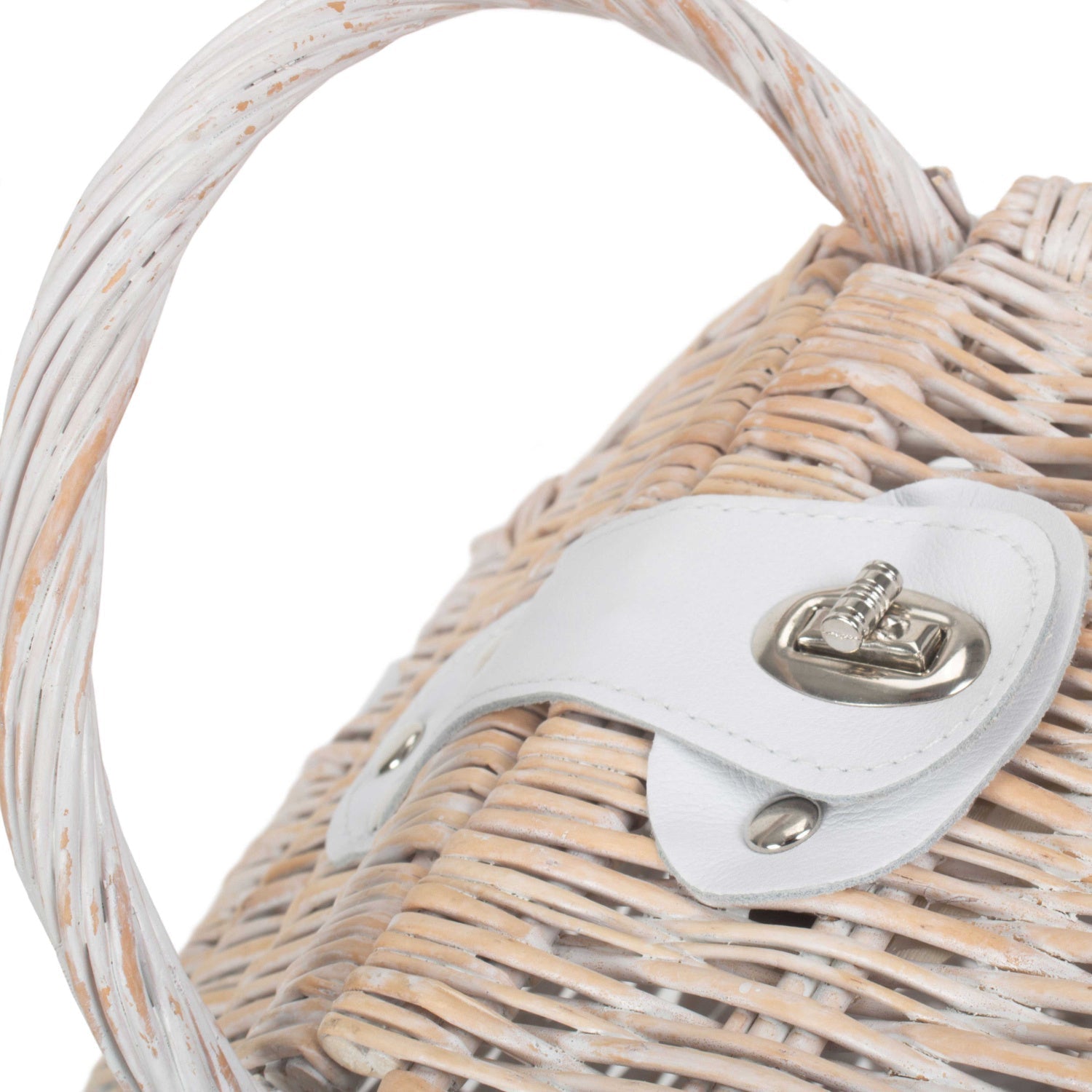 Small White Wash Willow Elegant Picnic Hamper Basket - REGN