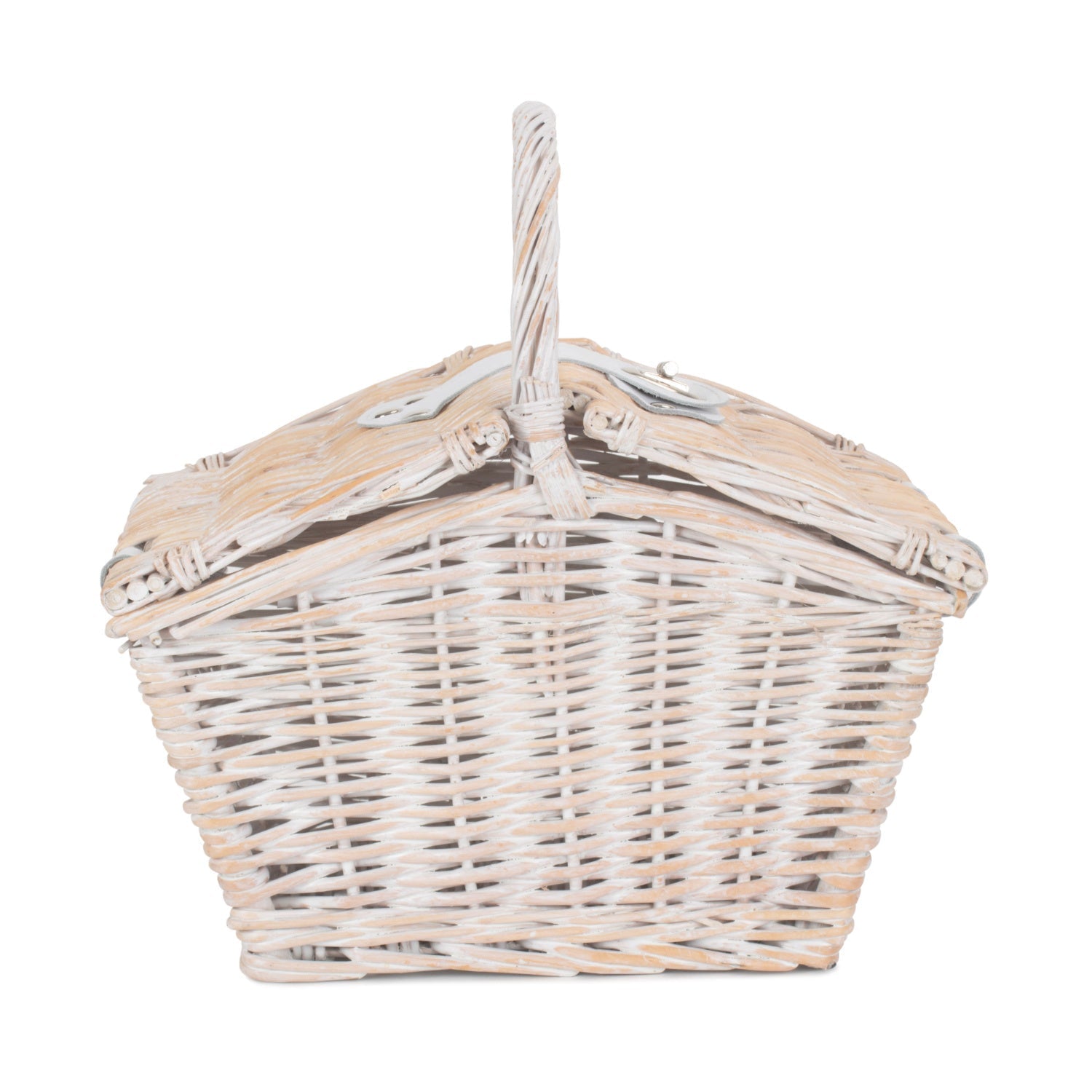 Small White Wash Willow Elegant Picnic Hamper Basket - REGN