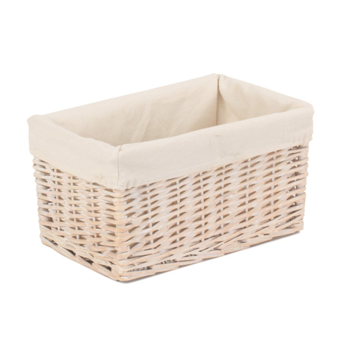 Small White Wash Willow Storage Basket with White Lining - REGN