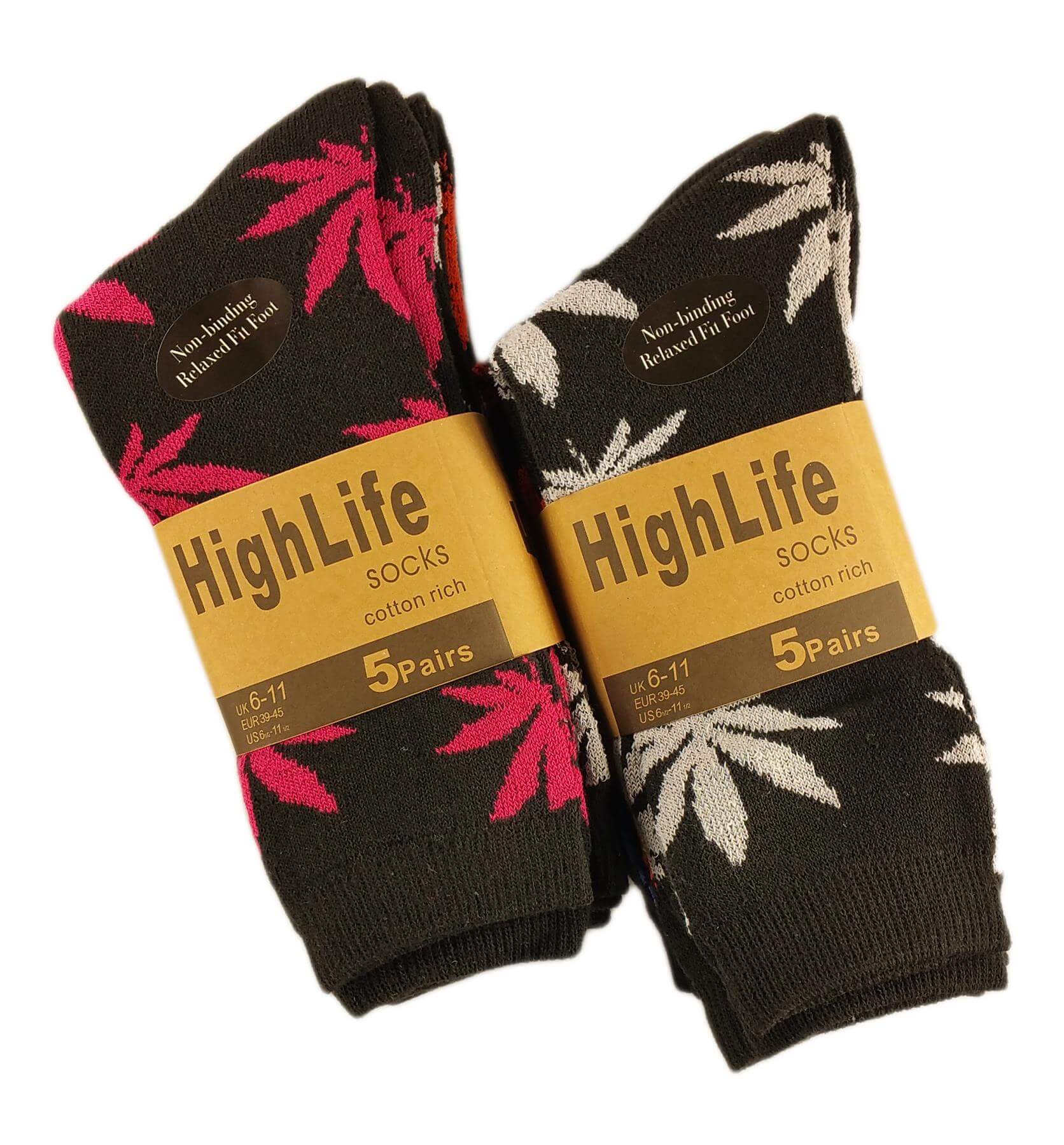 Sock Stack 10 Pairs Ganja Leaf Cotton Rich Comfort Fit Socks Ultra Smooth Flat Toe Seam - REGN
