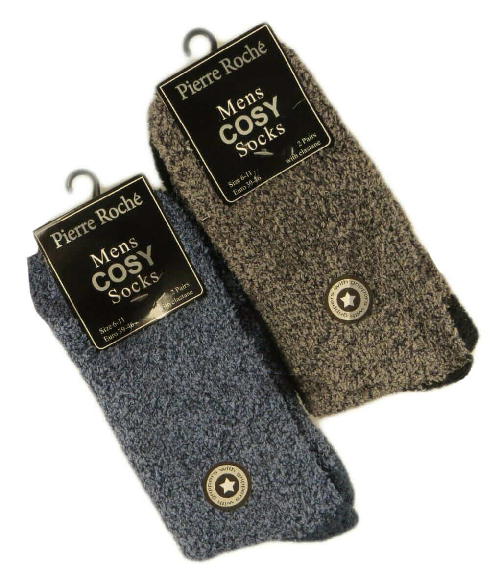Sock Stack 4 Pack Mens Thermal Slipper Socks Non Skid Gripper With Thick Fleece Lining - REGN