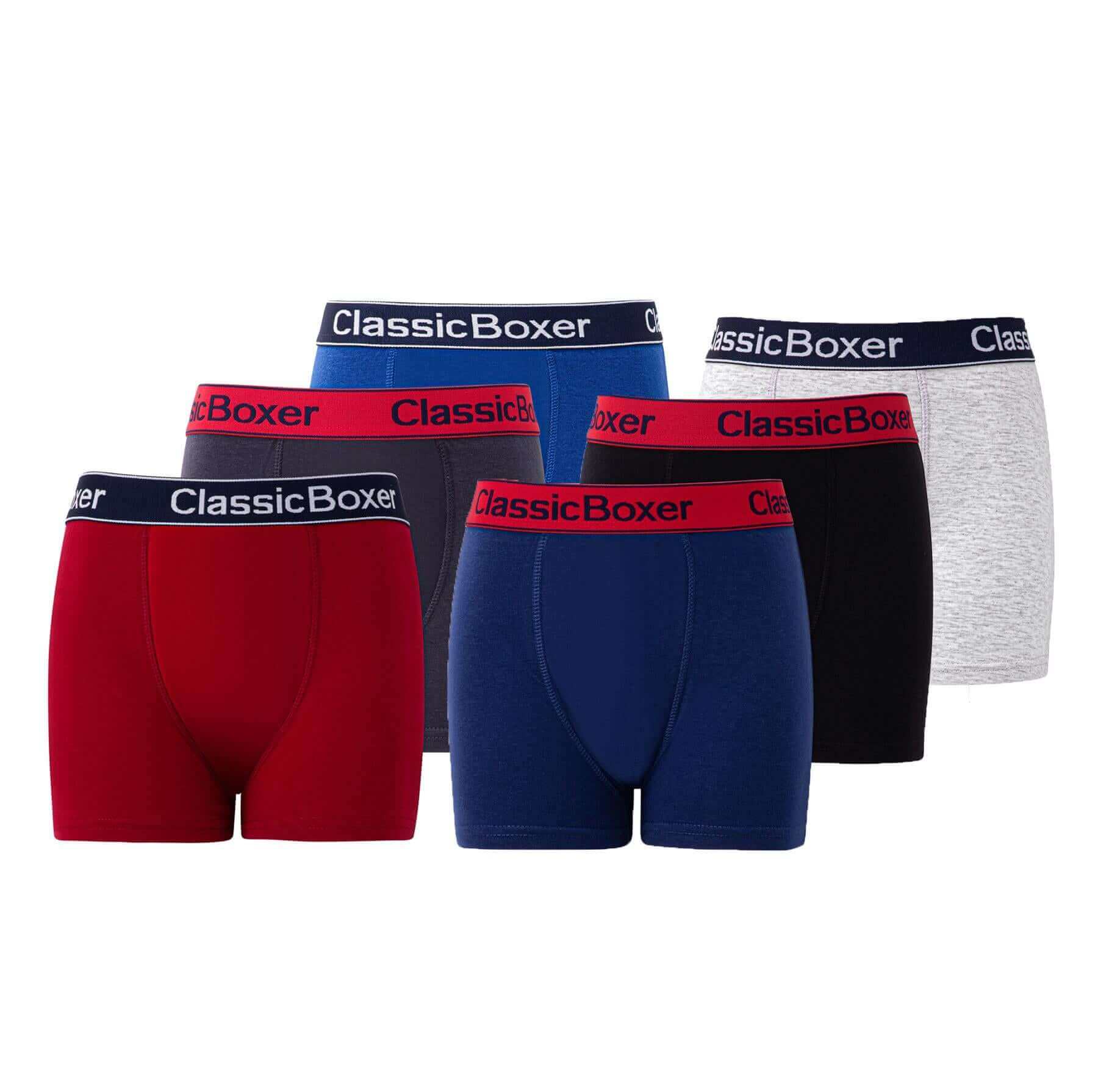 Sock Stack 6 Pack Boys Cotton Stretch Trunks Boxer Shorts With Comfortable Waistband - REGN