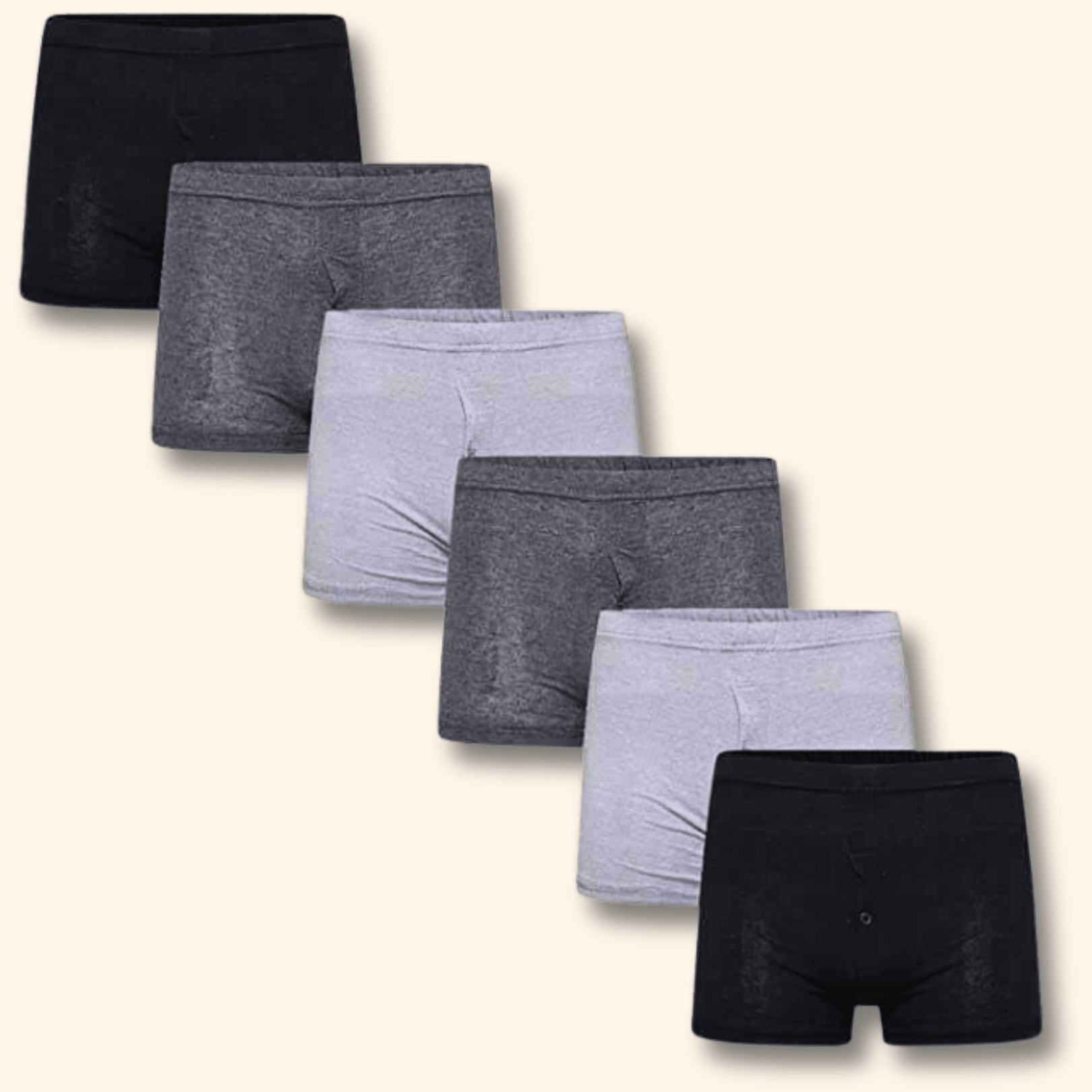 Sock Stack 6 Pack Cotton Rich Boxer Shorts Trunk Style For Men MB07 Black Grey Breathable - REGN