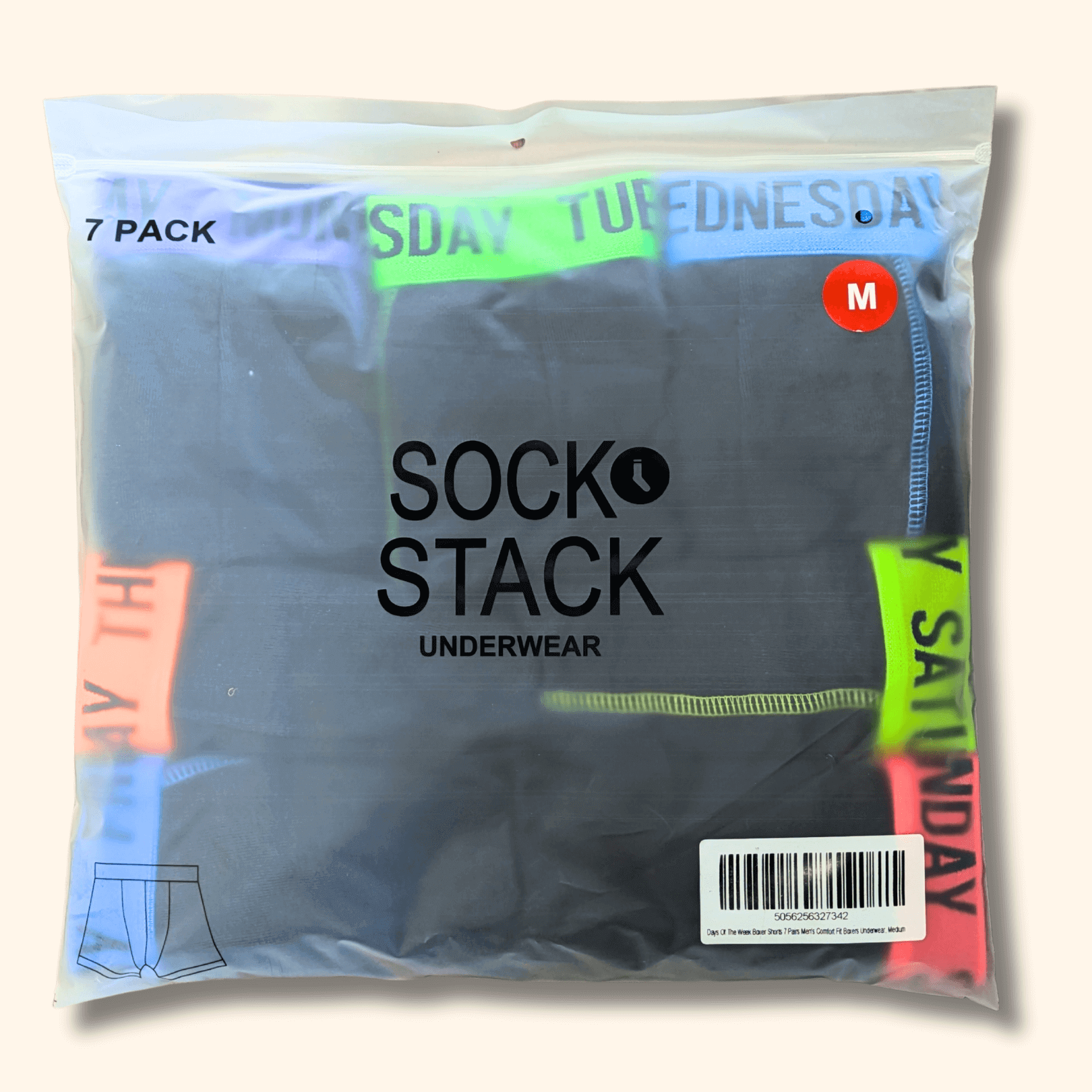 Sock Stack 7 Pack Boys Cotton Rich Boxer Shorts Trunks Ages 5-13 Assorted Colours - REGN