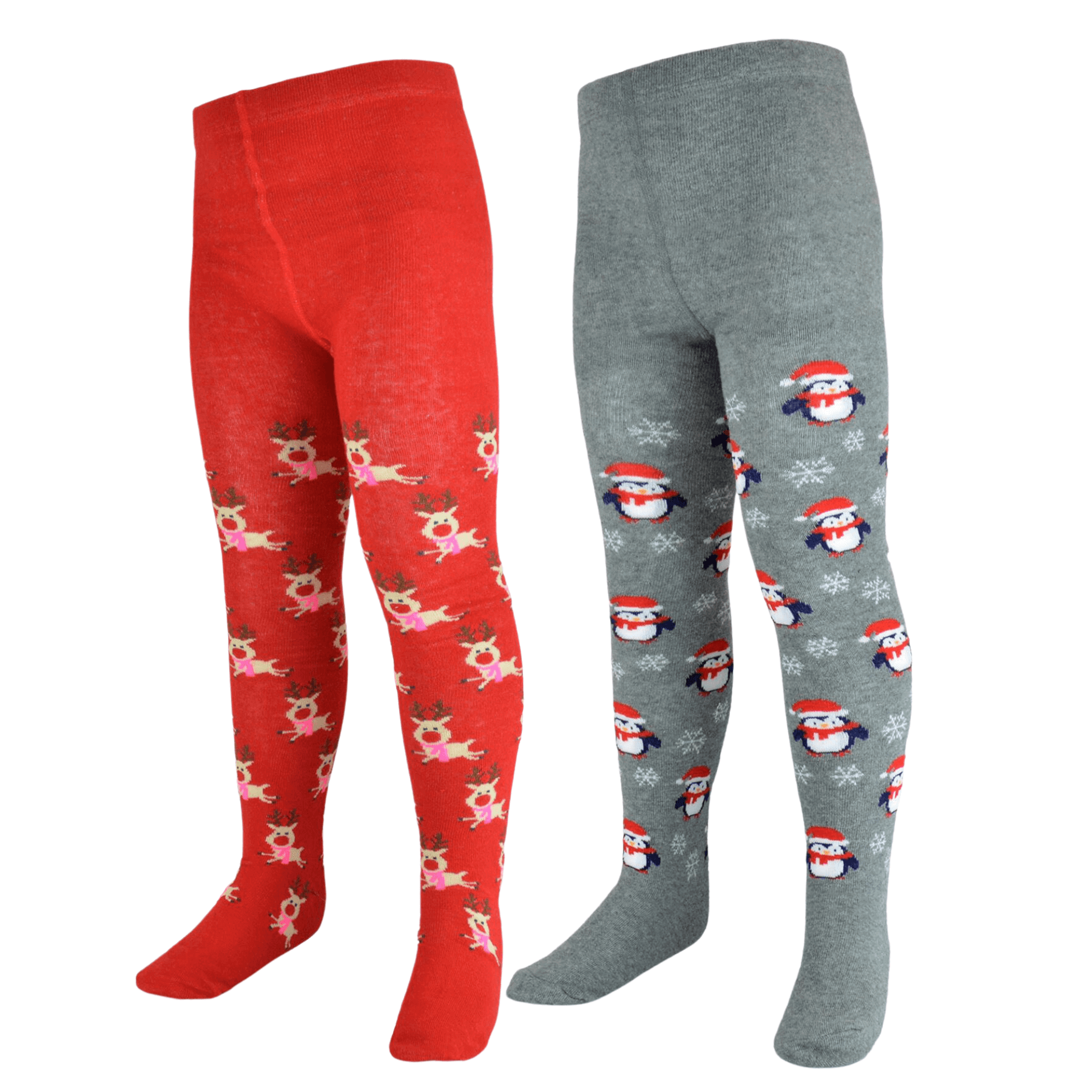 Sock Stack Girls Christmas Tights Pack Of 2 Cotton Rich Soft Durable For Kids Sized - REGN