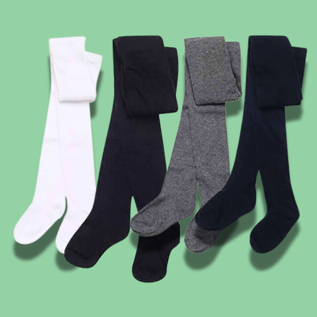 Sock Stack Girls Cotton Lycra Tights 3 Pairs Cotton Rich Back To School Uniform Reinforced Heel Toe Multipack Value - REGN