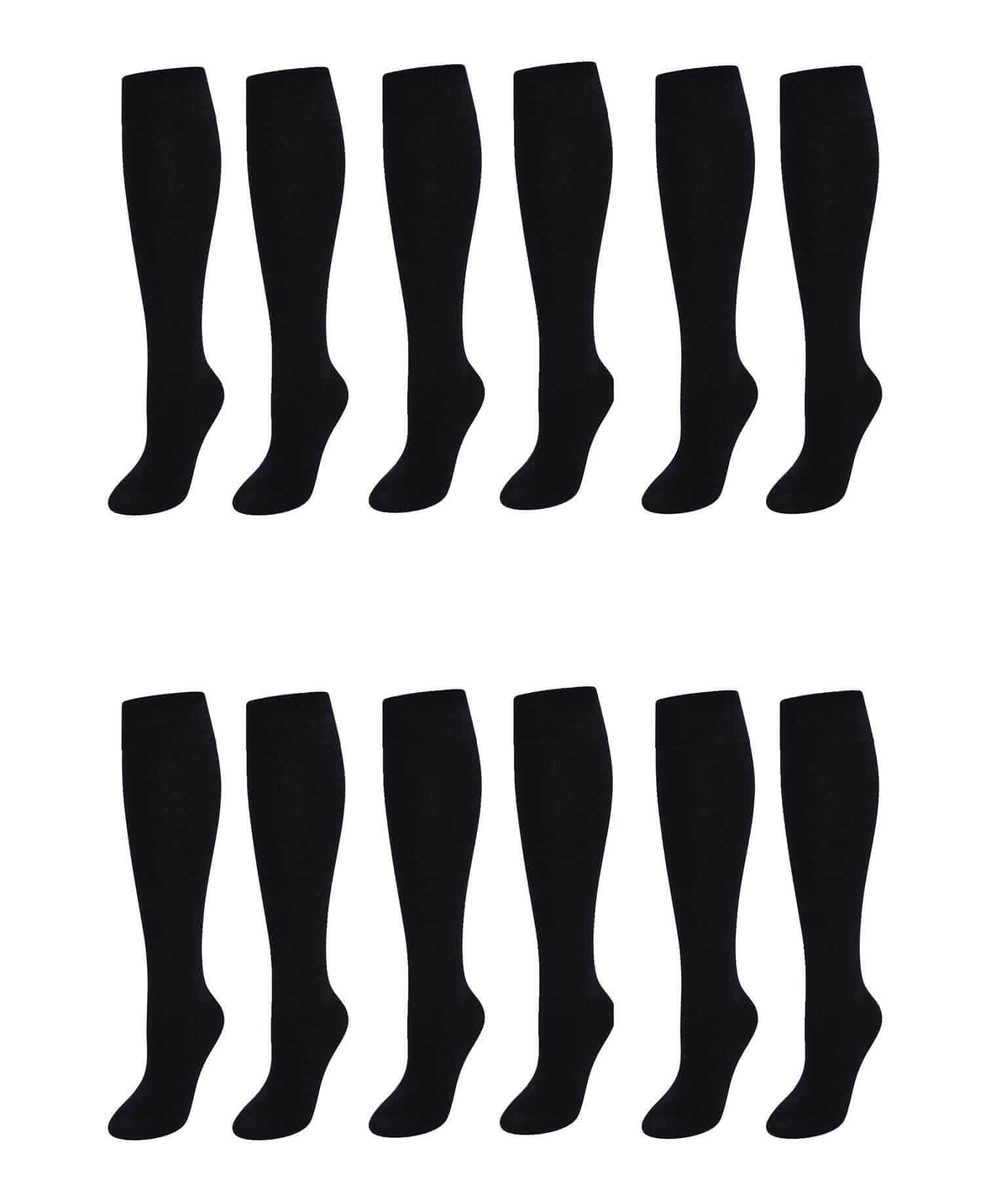 Sock Stack Girls Long School Socks 12 Pairs Cotton Rich Sculpted Heels And Toes Sizes - REGN