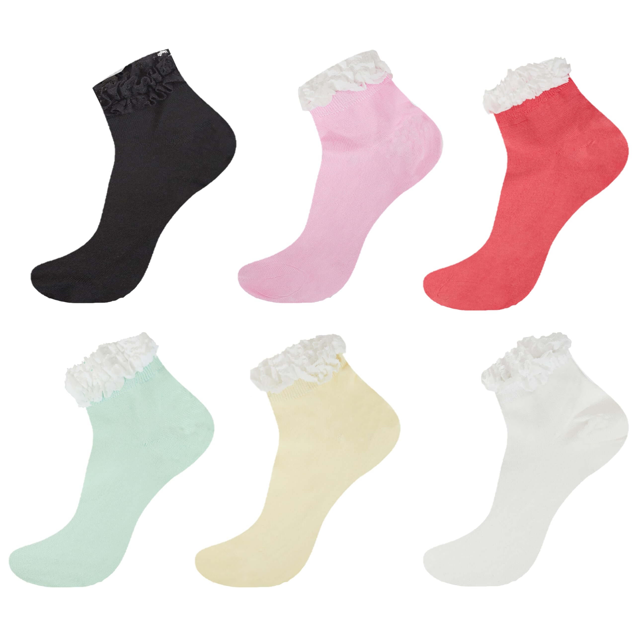 Sock Stack Ladies Bamboo Lace Socks 6 Pairs Ultra Soft Antibacterial Moisture-Wicking - REGN
