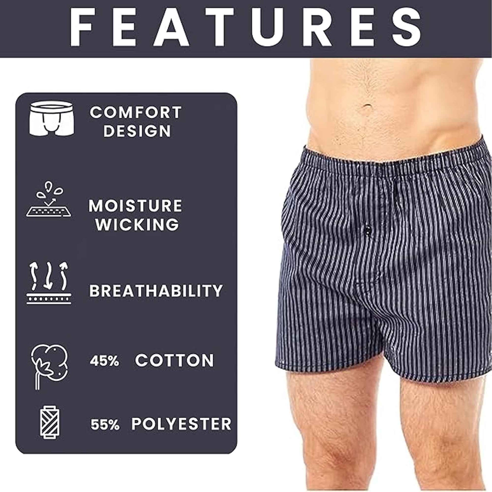 Sock Stack MB02 Pack Of 6 Mens Loose Fit Boxers With Comfort Waistband Button Fly - REGN