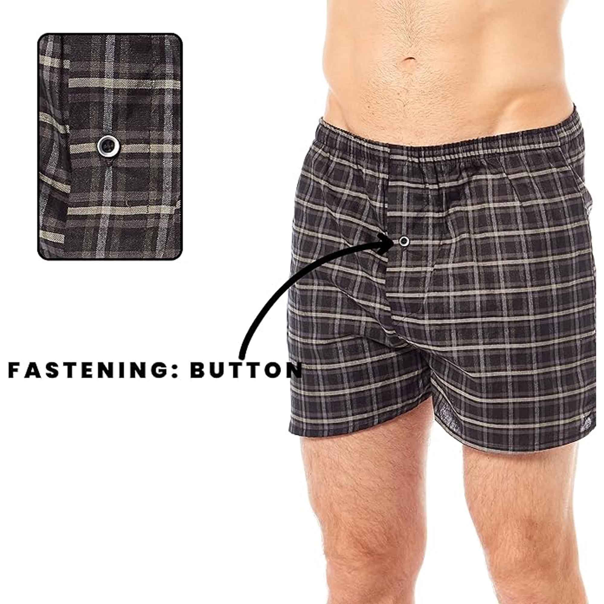 Sock Stack MB02 Pack Of 6 Mens Loose Fit Boxers With Comfort Waistband Button Fly - REGN