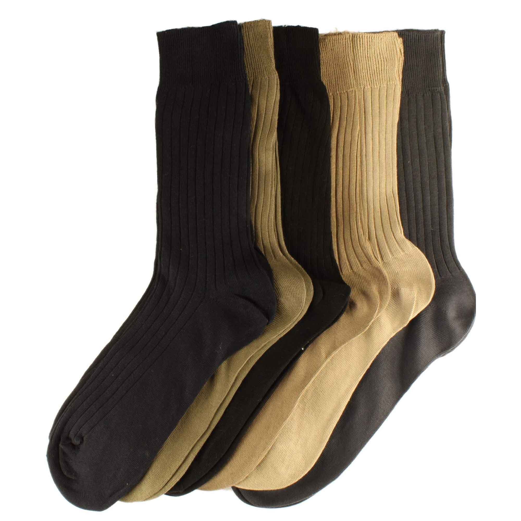 Sock Stack Men's 12 Pairs Seamless Toe Dress Socks 100% Cotton Ribbed Moisture-Wicking - REGN
