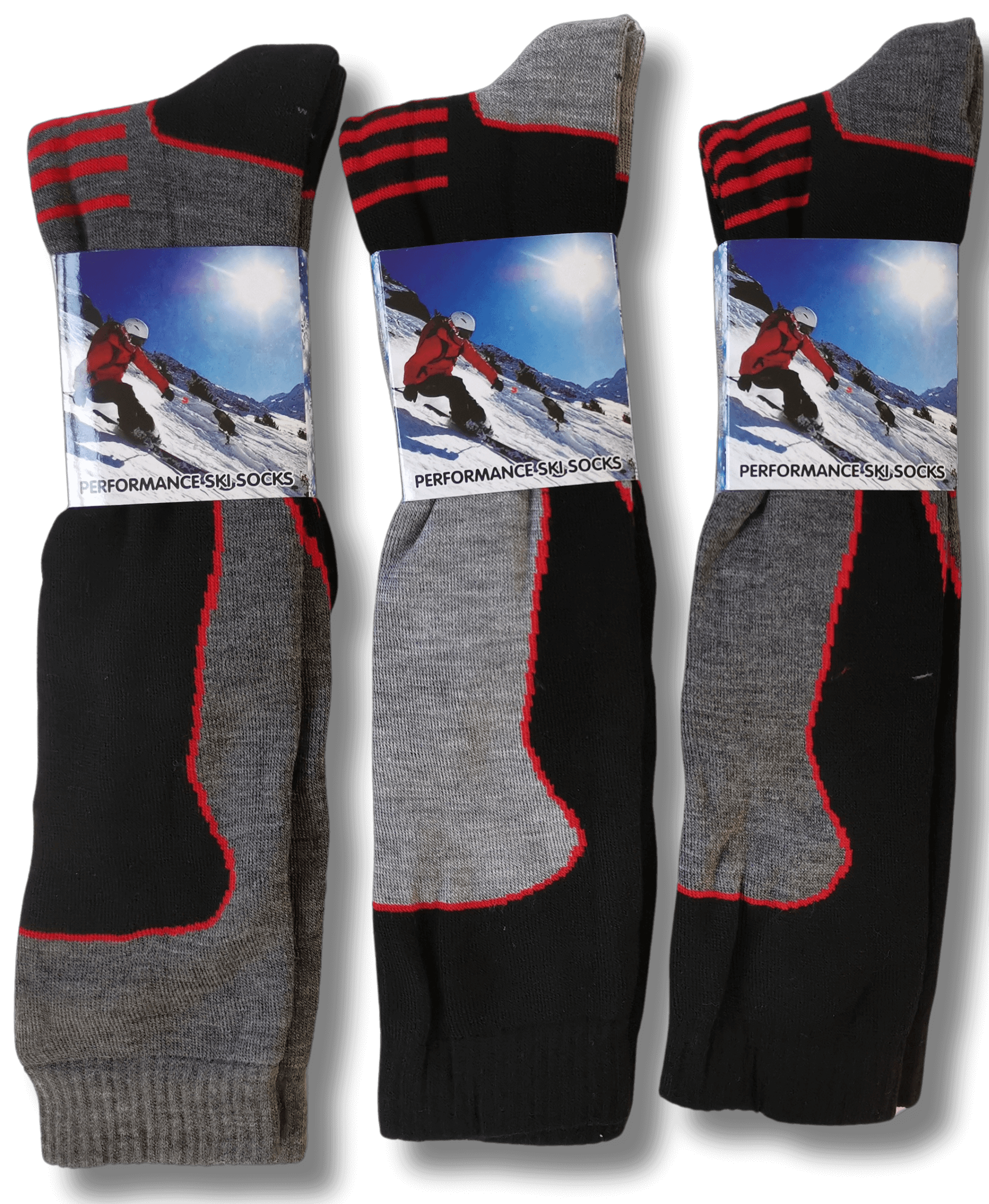 Sock Stack Men's 3 Pack Long Thermal Ski Socks Knee High Moisture Wicking Cushioned - REGN