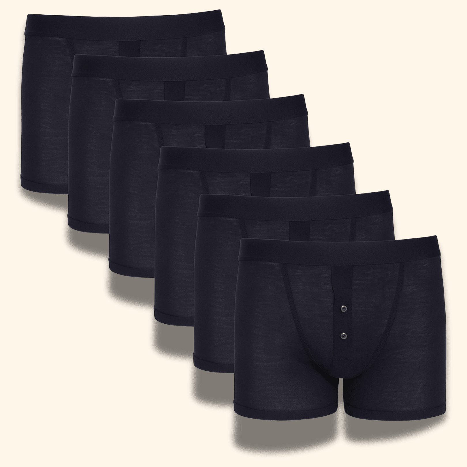 Sock Stack Men's 6 Pair Pack Black Ribbed Boxer Shorts Cotton Stretch Fabric Durable - REGN