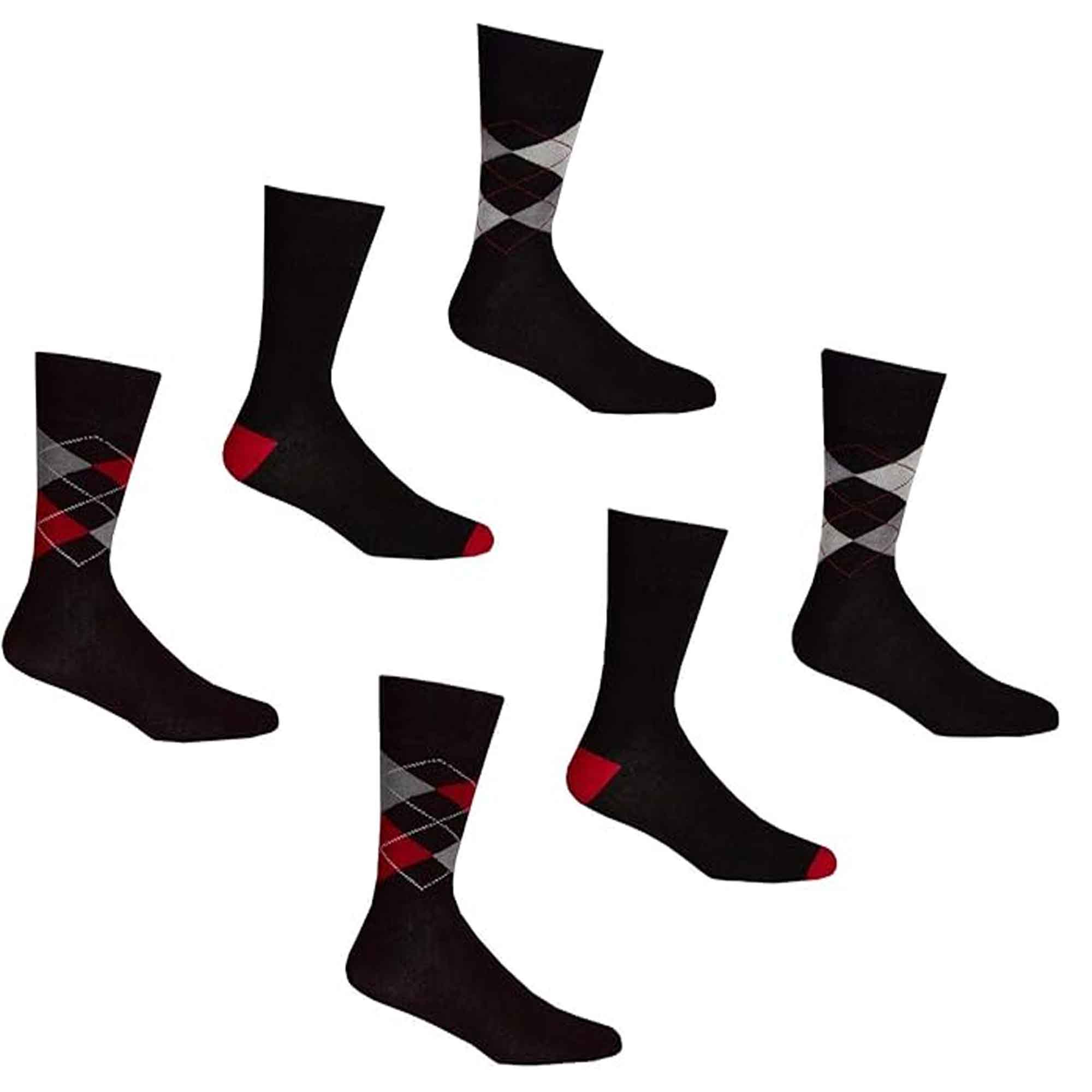 Sock Stack Men's Bamboo Argyle Stripe Socks 6 Pairs Breathable Moisture-Wicking Anti-Odor - REGN