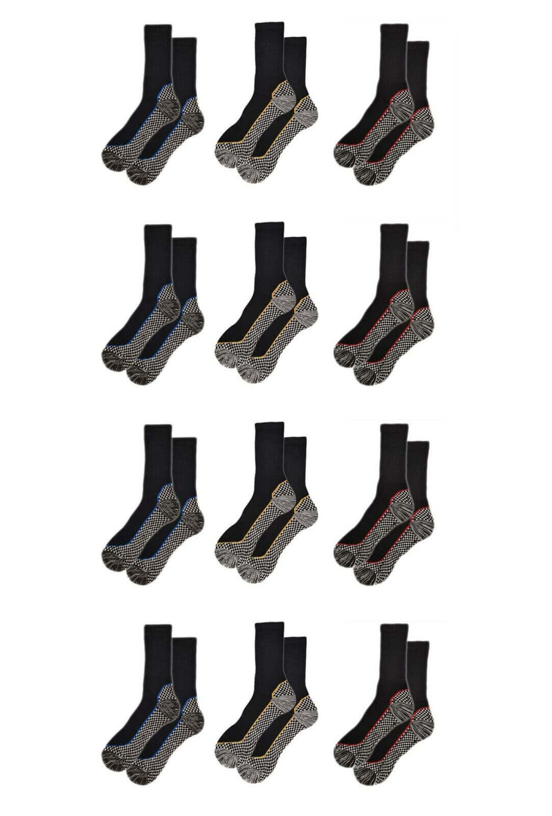 Sock Stack Mens Bamboo Work Socks 12 Pairs Heavy Duty Moisture Wicking Cushioned - REGN