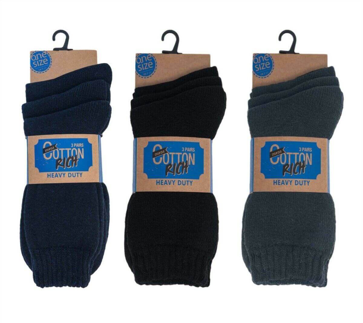 Sock Stack Mens Boot Socks 6 Pack Heavy Duty Cotton Rich Thick Cushioned Reinforced Heel - REGN