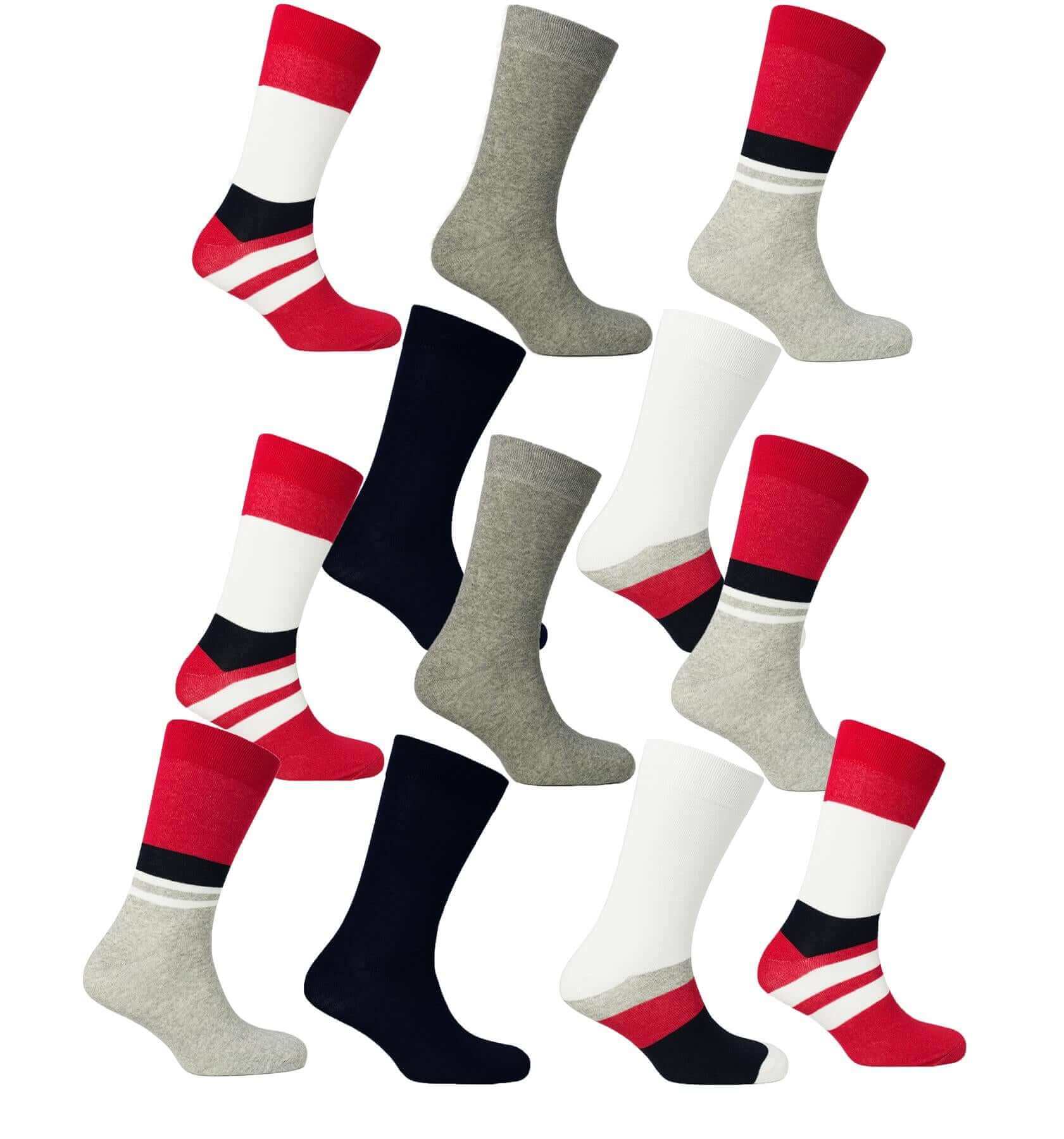 Sock Stack Men's Colourful Heel Toe Black Argyle Diamond Socks Cotton Rich Comfort Fit - REGN