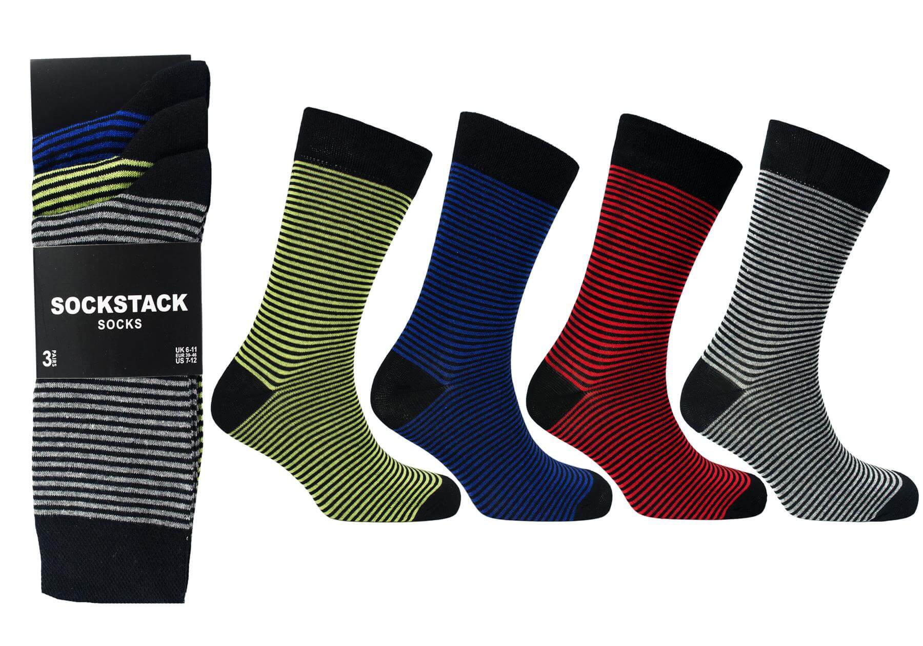 Sock Stack Men's Colourful Heel Toe Black Argyle Diamond Socks Cotton Rich Comfort Fit - REGN