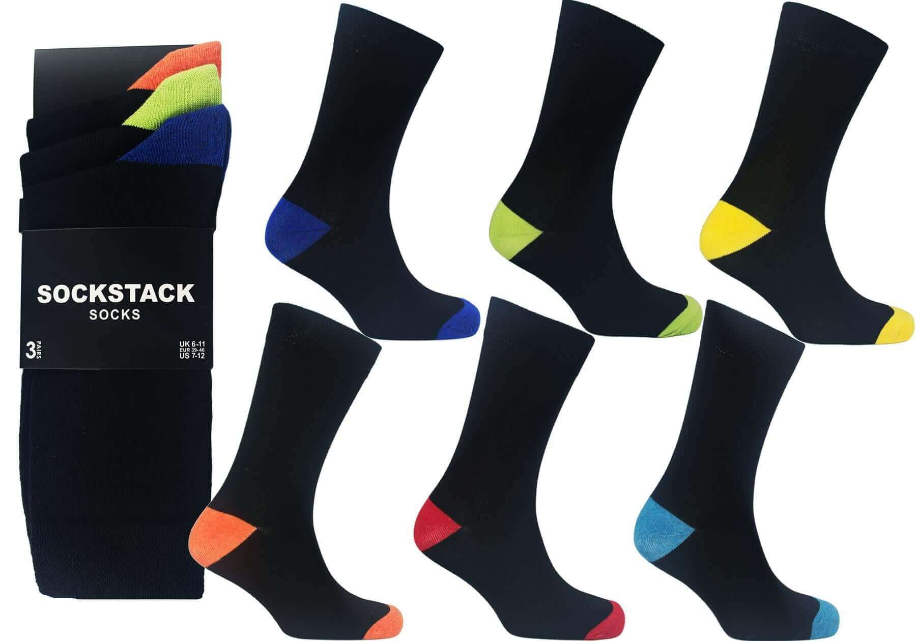 Sock Stack Men's Colourful Heel Toe Black Argyle Diamond Socks Cotton Rich Comfort Fit - REGN