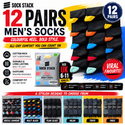 Sock Stack Men's Colourful Heel Toe Black Argyle Diamond Socks Cotton Rich Comfort Fit - REGN