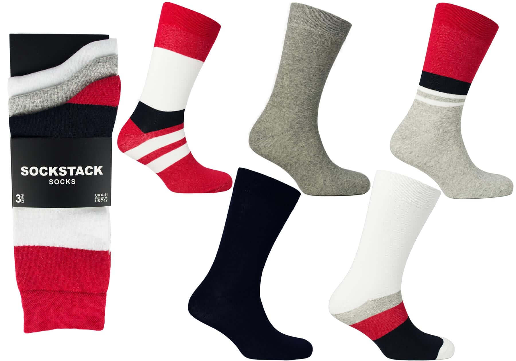 Sock Stack Men's Colourful Heel Toe Black Argyle Diamond Socks Cotton Rich Comfort Fit - REGN