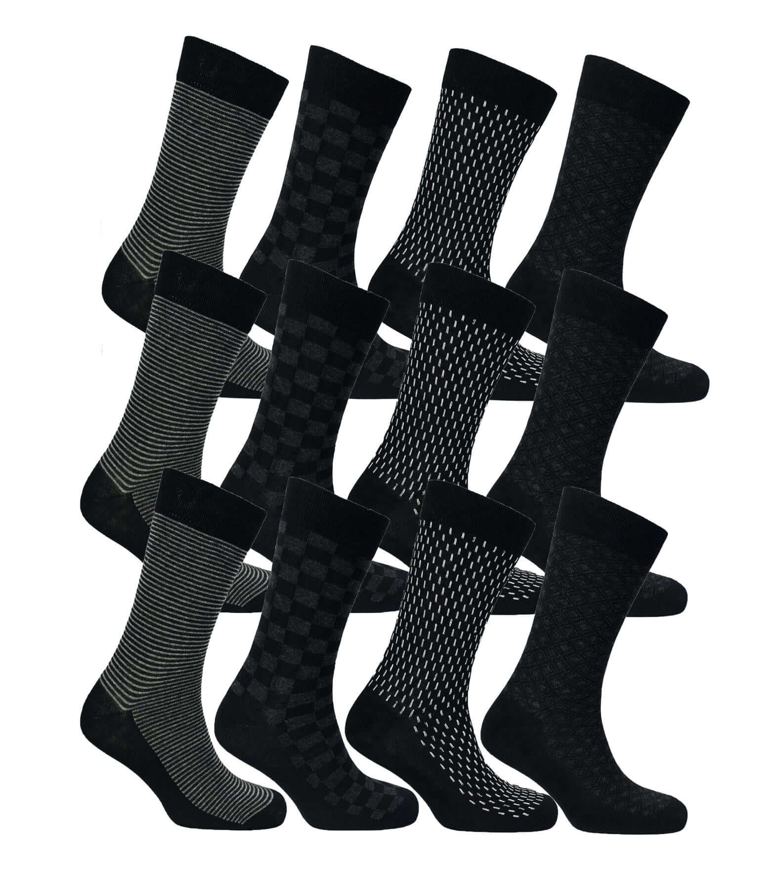 Sock Stack Men's Colourful Heel Toe Black Argyle Diamond Socks Cotton Rich Comfort Fit - REGN