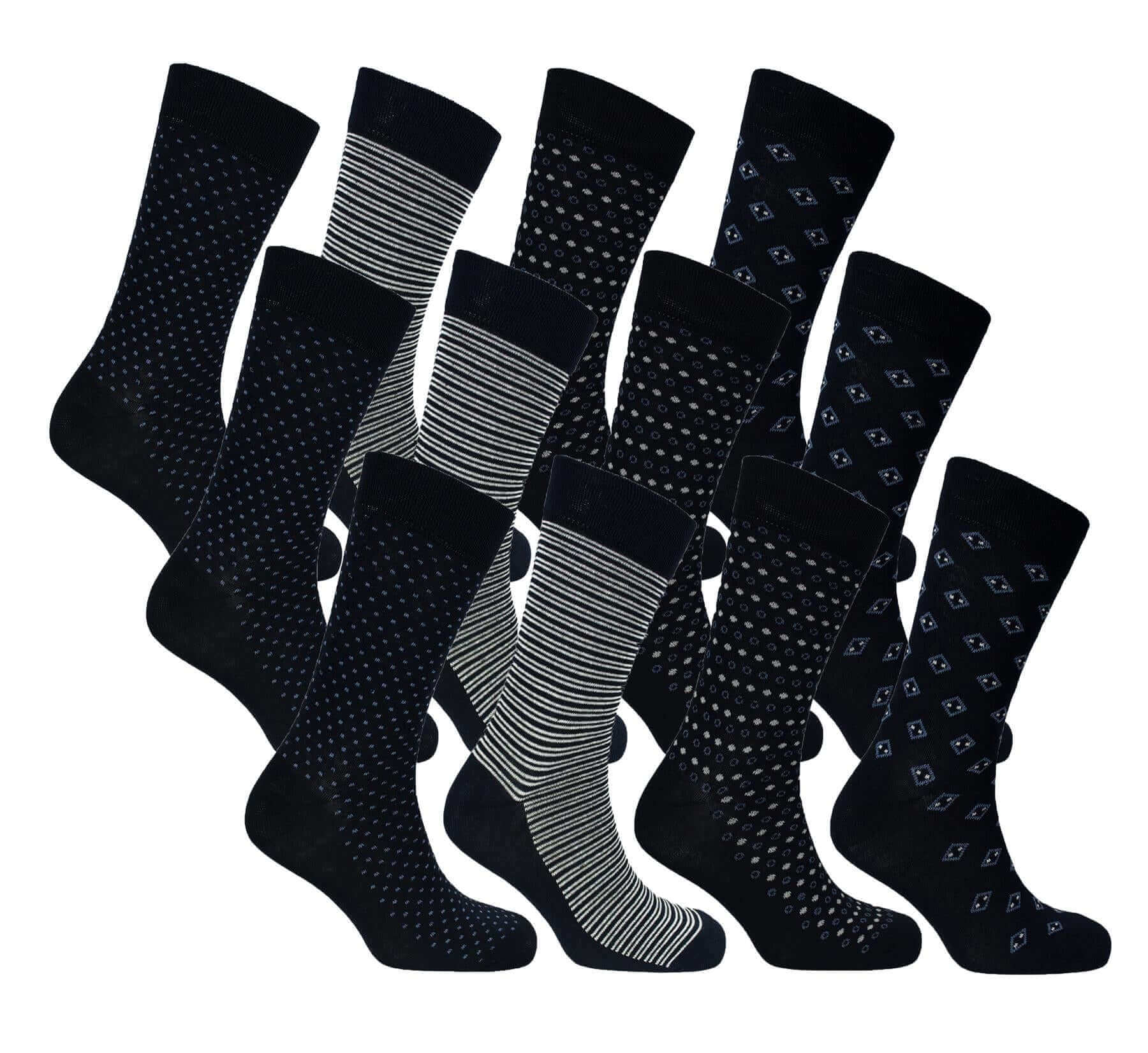 Sock Stack Men's Colourful Heel Toe Black Argyle Diamond Socks Cotton Rich Comfort Fit - REGN