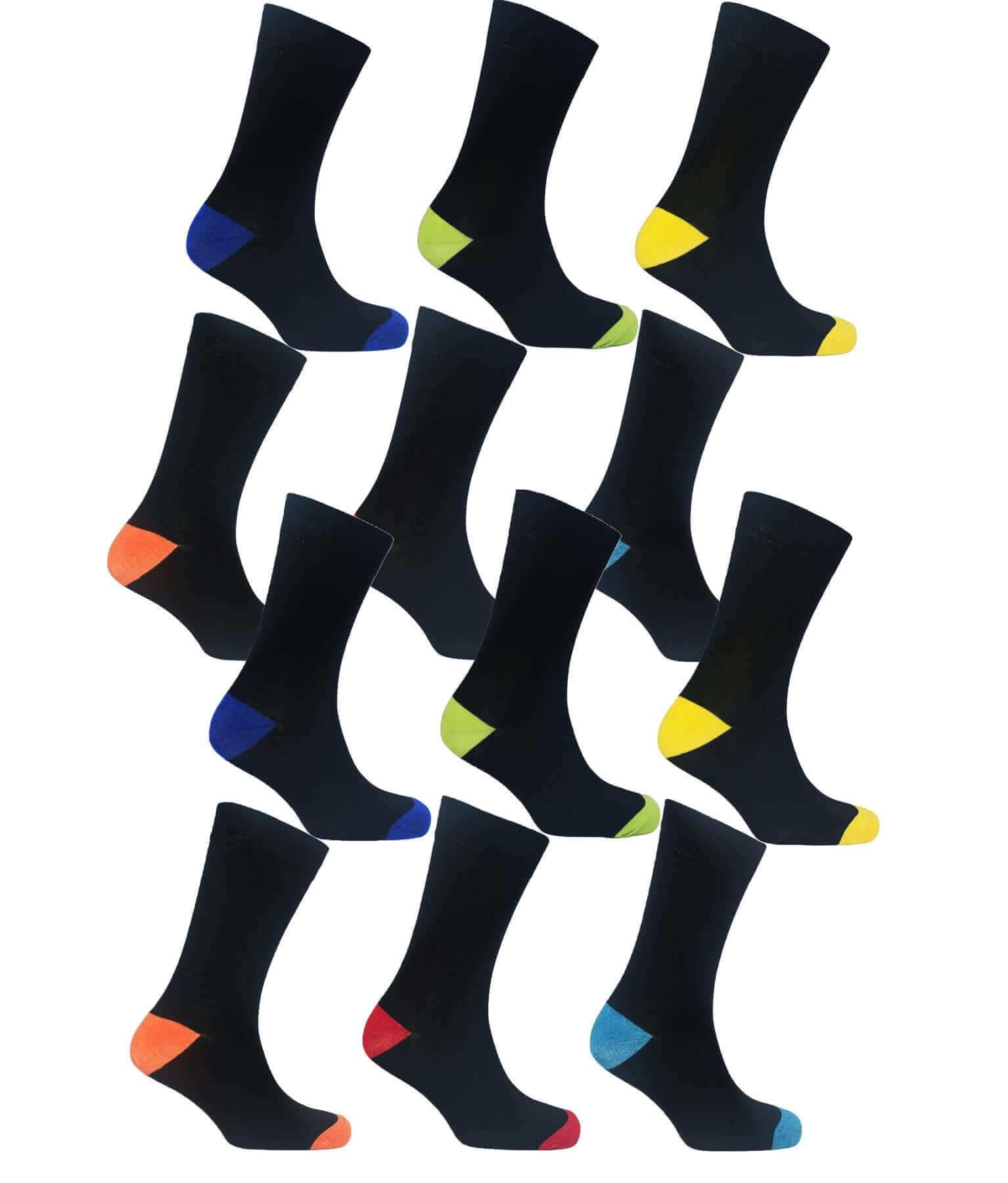Sock Stack Men's Colourful Heel Toe Black Argyle Diamond Socks Cotton Rich Comfort Fit - REGN