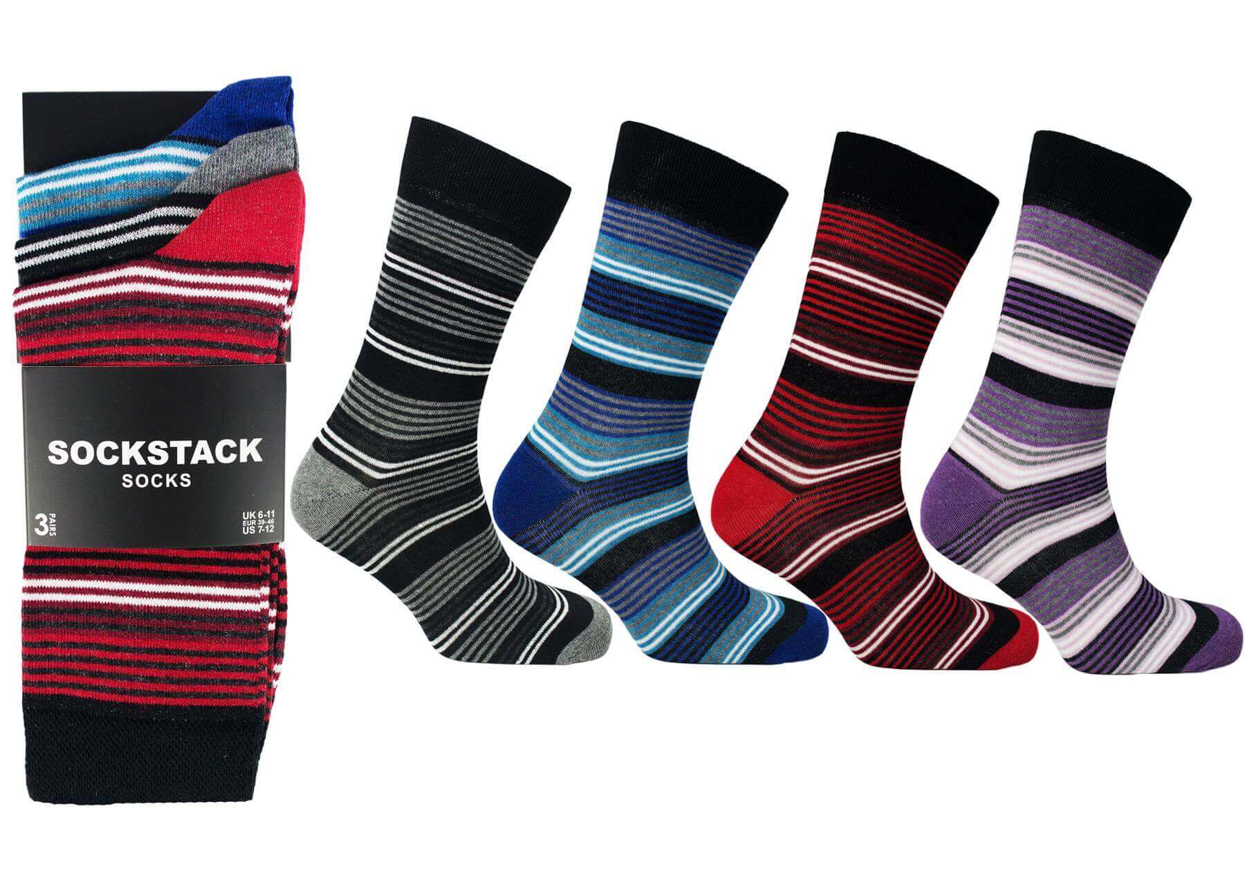 Sock Stack Men's Colourful Heel Toe Black Argyle Diamond Socks Cotton Rich Comfort Fit - REGN