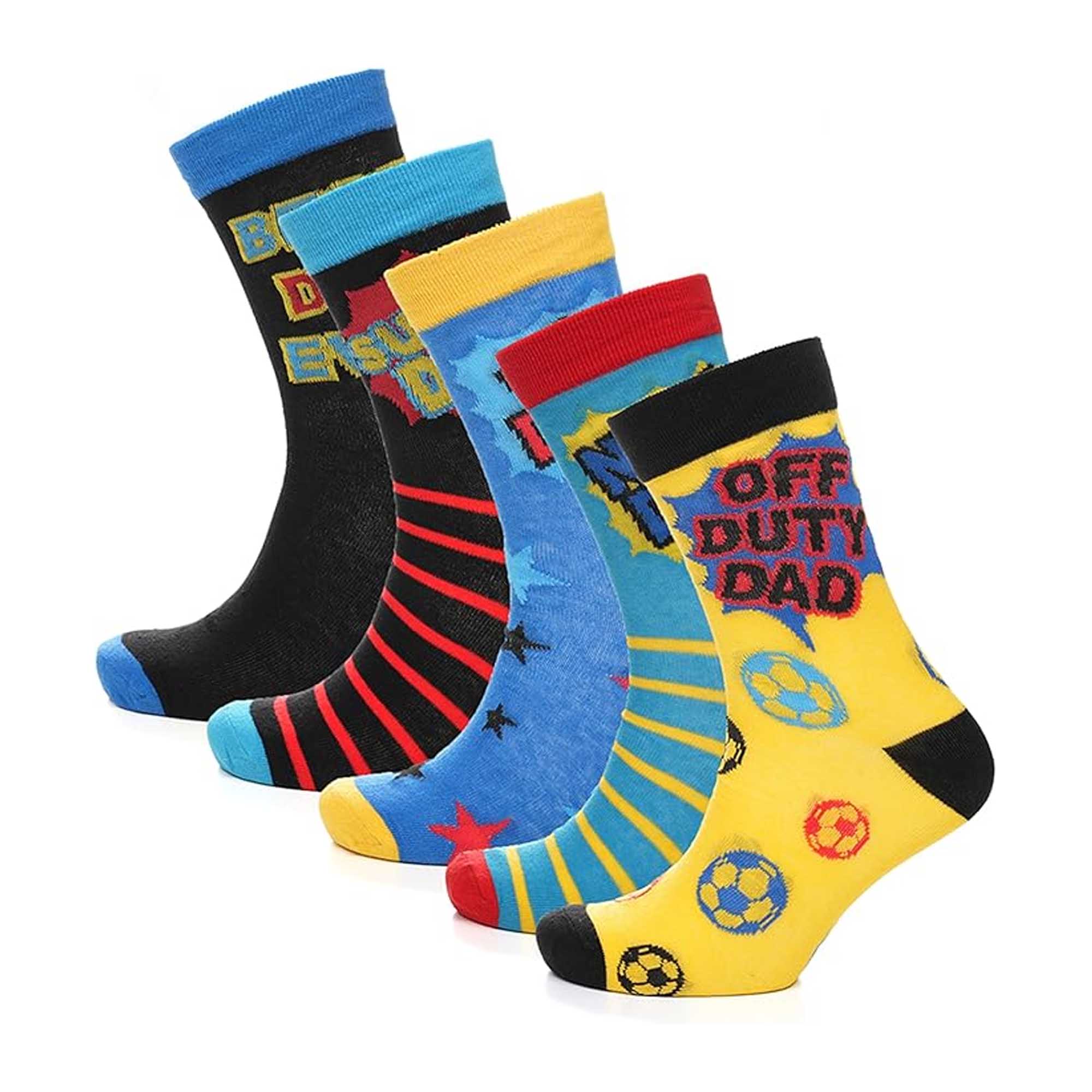 Sock Stack Mens Cotton Rich Novelty Dad Socks 5 Pack Colorful Breathable Crew Length Gift - REGN