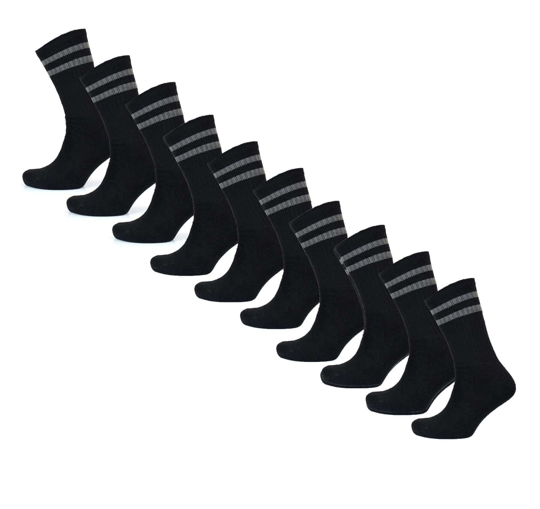 Sock Stack Mens Cotton Rich Striped Sport Socks UK 6-11 Moisture Wicking Reinforced - REGN
